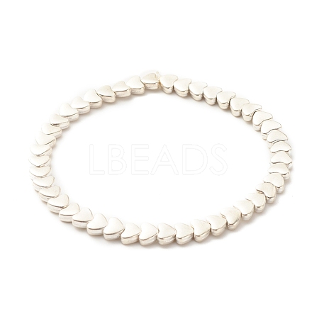 Alloy Heart Beaded Stretch Bracelet for Women BJEW-JB07722-02-1