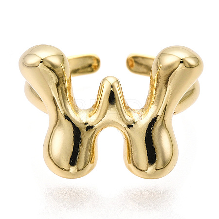 Brass Letter Open Cuff Rings for Women RJEW-G313-01W-G-1
