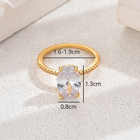 Elegant European and American Copper Zircon Oval Dove Egg Ring. MM3705-7-1
