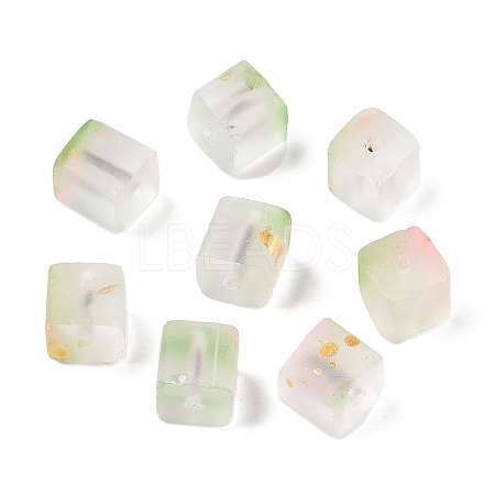 Frosted Glass Beads with Golden Glitter Powder LS-DGLA-NH001-8mm-01E-1