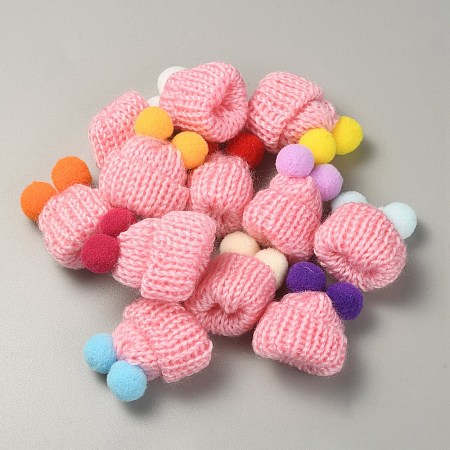Woolen Crochet Mini Hat with Double Pom Pom Ball DIY-WH0032-56K-1