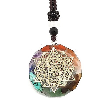 Orgonite Chakra Natural & Synthetic Mixed Stone Pendant Necklaces QQ6308-1-1
