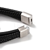 Men's Braided Black PU Leather Cord Multi-Strand Bracelets BJEW-K243-37AS-4