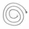 Non-Tarnish Men's 304 Stainless Steel Cuban Link Chain Necklace NJEW-S420-002P-2