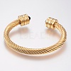 304 Stainless Steel Cuff Bangles Torque Bangles X-BJEW-H570-24A-1