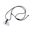 Adjustable Natural Quartz Crystal Double Horn Pendant Necklace with Wax Cord for Women NJEW-B086-01C-2
