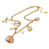 1Pc 304 Stainless Steel & Natural Cowrie Shell Pendant Bib Necklaces for Women NJEW-HS0001-25-1