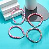 4Pcs 4 Color Handmade Polymer Clay Disc Surfer Bracelets Set BJEW-JB08799-7