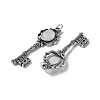 Key Brass Natural Quartz Crystal Big Pendants KK-D361-01AS-13-2