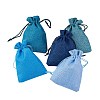 5 Colors Blue Burlap Packing Pouches ABAG-X0001-04-1