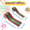 2Rolls 2 Styles Stripe Pattern Printed Polyester Grosgrain Ribbon OCOR-TA0001-37J-3