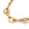 Brass Rolo Chain & Coffee Bean Chain Anklets AJEW-AN00406-2