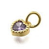 Brass Micro Pave Cubic Zirconia Charms KK-P295-14G-03-2