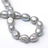 Oval Natural Cultured Freshwater Pearl Beads Strands X-PEAR-R015-28-2