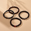 4Pcs 4 Style Natural Coconut & Wood & Mixed Gemstone Beaded Stretch Bracelets Set BJEW-JB08835-2