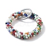 Glass Beaded Bracelet Wrist Keychain AJEW-Z018-01E-1