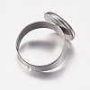 Tarnish Resistant Adjustable 304 Stainless Steel Finger Rings Components STAS-F149-18P-B-3