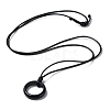 Natural Obsidian Ring Pendant Necklace with Waxed Cords NJEW-R262-01A-10-2
