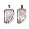 Natural Rose Quartz Pendants G-T128-05D-2