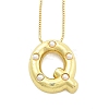 Brass & Plastic Pearl Letter Pendant Box Chain Necklaces for Women NJEW-U017-01G-17-1