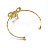 304 Stainless Steel Bowknot Cuff Bangles for Women AJEW-R100-01B-G-2