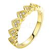 Classic Heart Real 18K Gold Plated Brass Cubic Zirconia Finger Rings RJEW-BB05357-7G-1