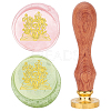 Brass Wax Seal Stamp with Wood Handle AJEW-WH0412-0012-1