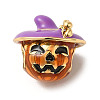 Halloween Brass Enamel European Beads KK-A203-04B-G-1