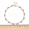 304 Stainless Steel Enamel Flat Round Tassel Anklets for Women AJEW-AN00871-3