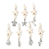 7Pcs 7 Styles Ocean Alloy & Starfish Rondelle Synthetic Turquoise Beaded Big Pendants PALLOY-JF04012-1