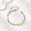 Natural Mixed Gemstone Beaded Link Chain Bracelets BJEW-JB12629-2