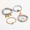 4Pcs 4 Style Plastic Beaded Stretch Bracelet Sets IU0127-1-4