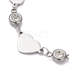 Stainless Steel Heart Link Chain Bracelet with Cubic Zirconia BJEW-JB10170-3