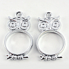 Rack Plating Alloy Owl Pendant Rhinestone Settings PALLOY-S047-16D-FF-1