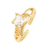Mother's Day Brass Pave Cubic Zirconia Cuff Open Rings CU-CBACDF6-06G-01-4