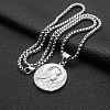 Religion 304 Stainless Steel Embossed Virgin Round Medal Pendant Necklaces for Men WG67465-03-1