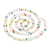 Faceted Cube Glass & ABS Plastic Imitation Pearl Beaded Chains CHS-G026-02KCG-03-1-3