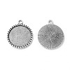 Tibetan Style Antique Silver Alloy Flat Round Pendant Cabochon Settings LS-TIBEP-M022-38AS-2