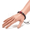 Natural Frosted Dyed & Heated Black Agate & Tiger Eye Braided Bead Bracelet with Alloy Crown BJEW-JB08249-03-3