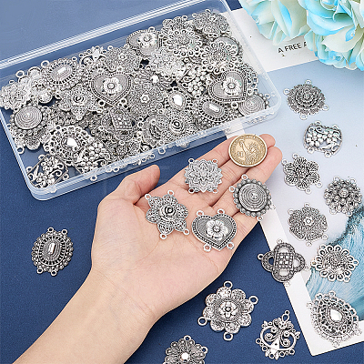 64Pcs 16 Styles Tibetan Style Alloy Multi-Strand Links FIND-PH0061-95-1