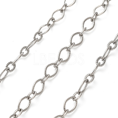 304 Stainless Steel Textured Oval Link Chains CHS-A016-03P-A-1