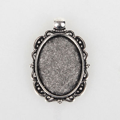 Vintage Tibetan Style Alloy Pendant Cabochon Bezel Settings TIBEP-O006-51AS-1