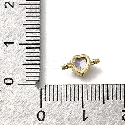 Rack Plating Brass Cubic Zirconia Heart Links Connector Charms KK-M014-01C-G-1