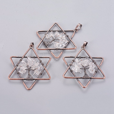Natural Quartz Crystal Pendants KK-P180-A05-R-1