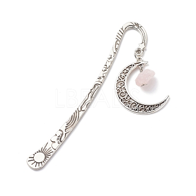 Natural Rose Quartz Raw Beads Bookmarks AJEW-JK00201-01-1