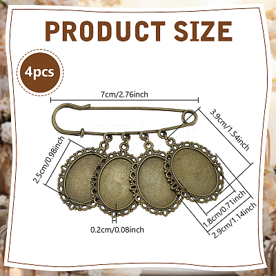 4Pcs Steel with Zinc Alloy Brooch Base Settings JEWB-UN00013-1