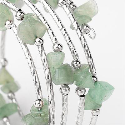 5-Loop Natural Green Aventurine Chip Beaded Wrap Bracelets BJEW-JB02245-1