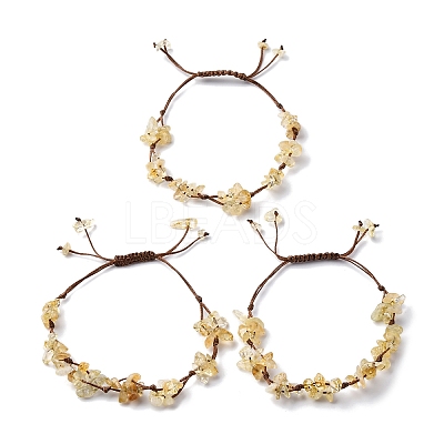 Adjustable Natural Yellow Quartz Braided Bead Bracelets for Women BJEW-U035-02J-1