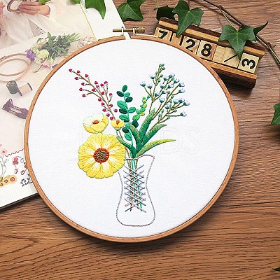 Flower Pattern DIY Embroidery Starter Kits DIY-P077-100-1