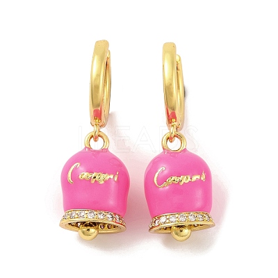 Bell Brass & Enamel Hoop Earrings for Women EJEW-U015-25G-1